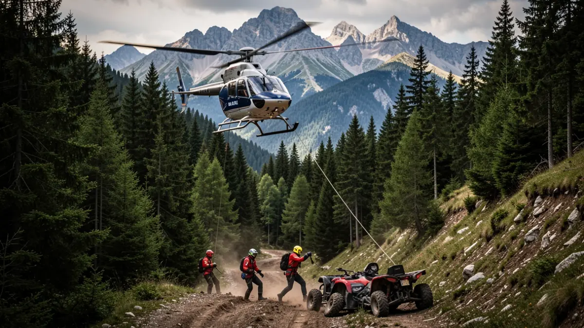 Imagen genérica de un helicóptero de rescate sobrevolando un bosque.