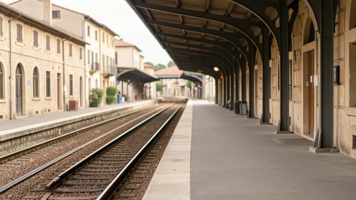 Imagen genérica de una estación de tren vacía con vías.