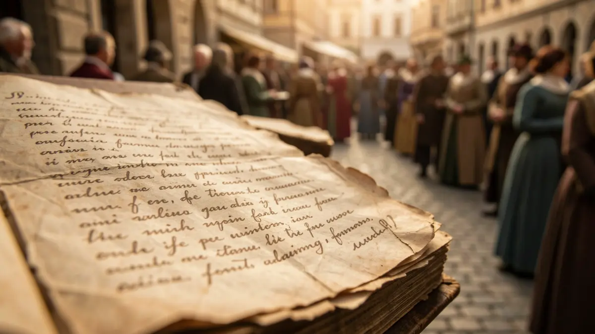 Detail of an ancient, fragile manuscript with aged paper texture.