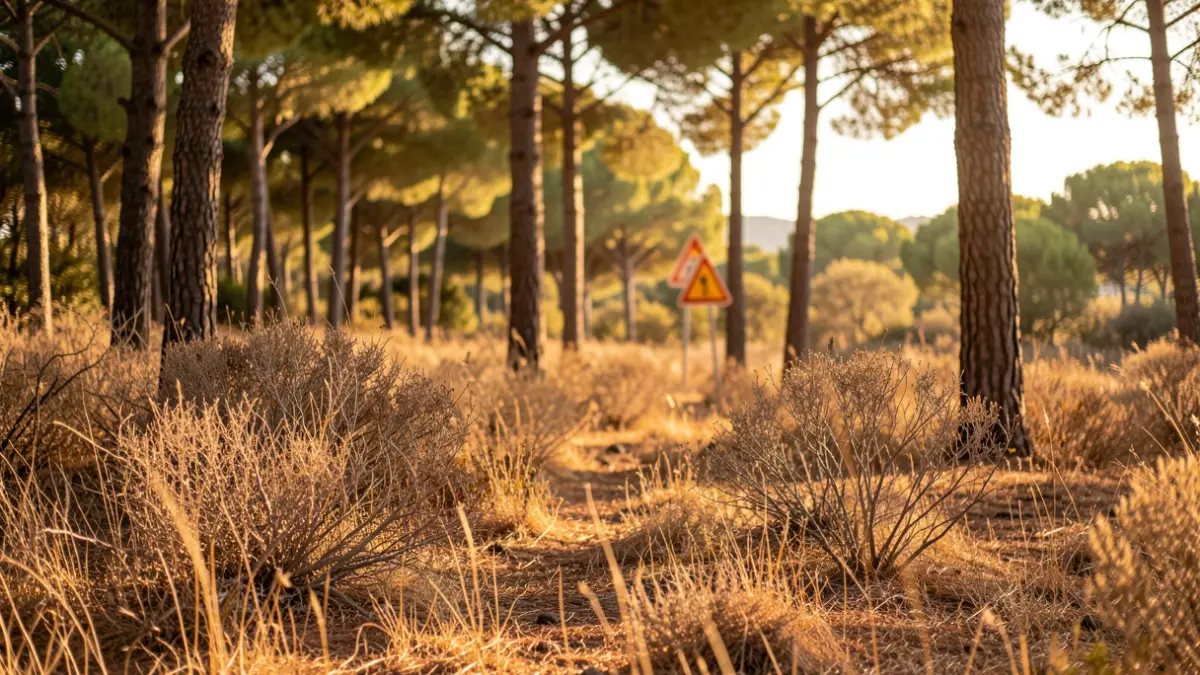 Imatge genèrica de bosc mediterrani amb vegetació seca i risc d'incendi.