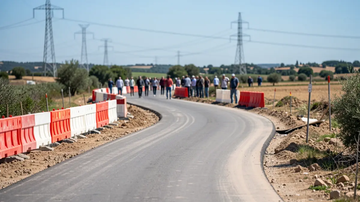 Generic image of bicycle path construction with pending electrical elements.