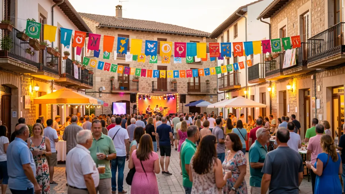 Imatge genèrica de la plaça d'un poble català durant les festes majors.