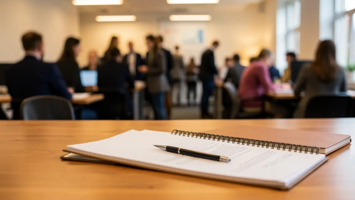 Generic image of an office environment with documentation on a table.