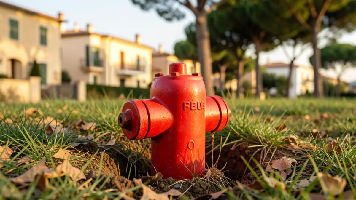 Hidrant contra incendis instal·lat en una zona boscosa de Rubí.