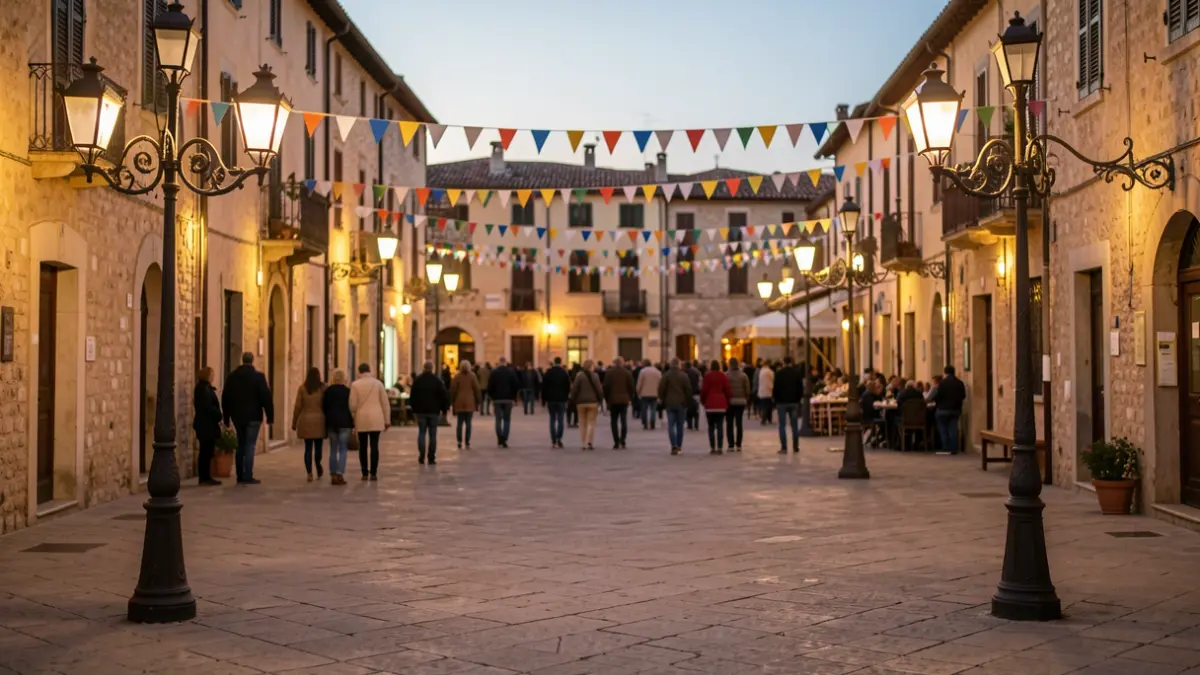 Ambiente festivo en una plaza de Sabadell durante la Fiesta Mayor.