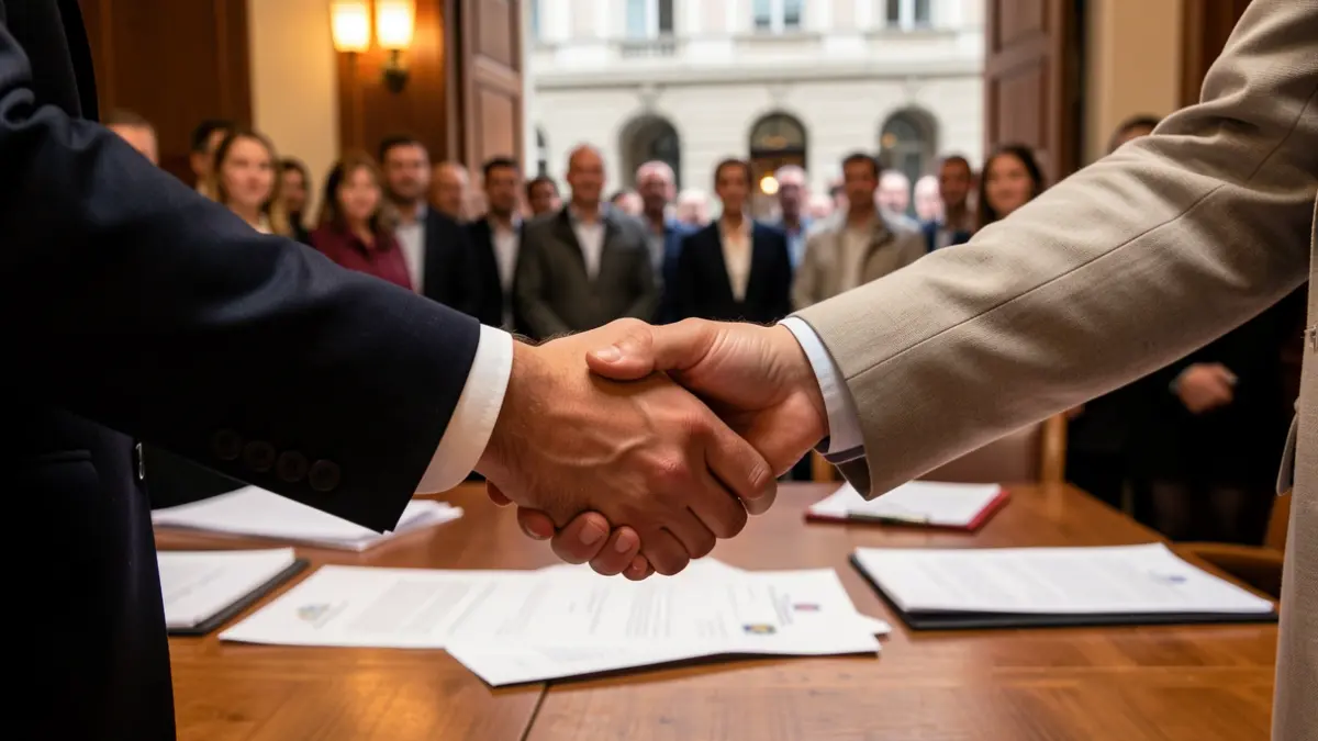 Imagen genérica de la firma de un contrato municipal.