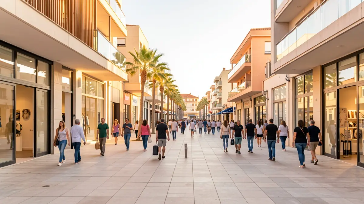 Generic image of a modern commercial promenade in Salou.