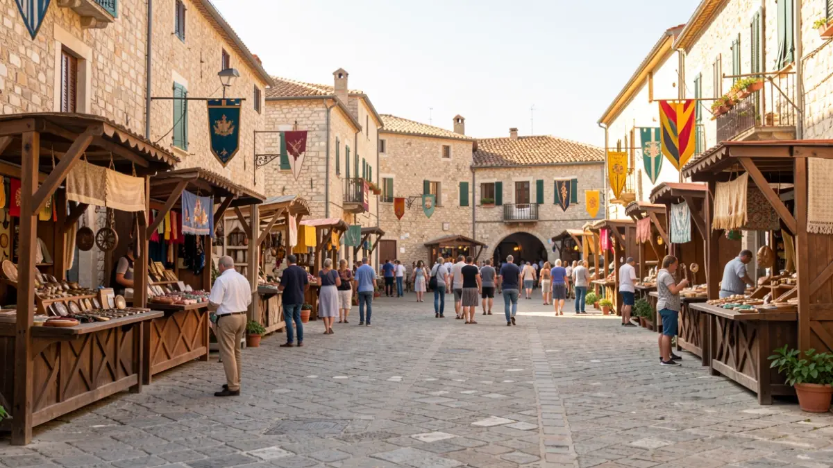 Mercado medieval en la plaza de Francesc Germà de Salou.