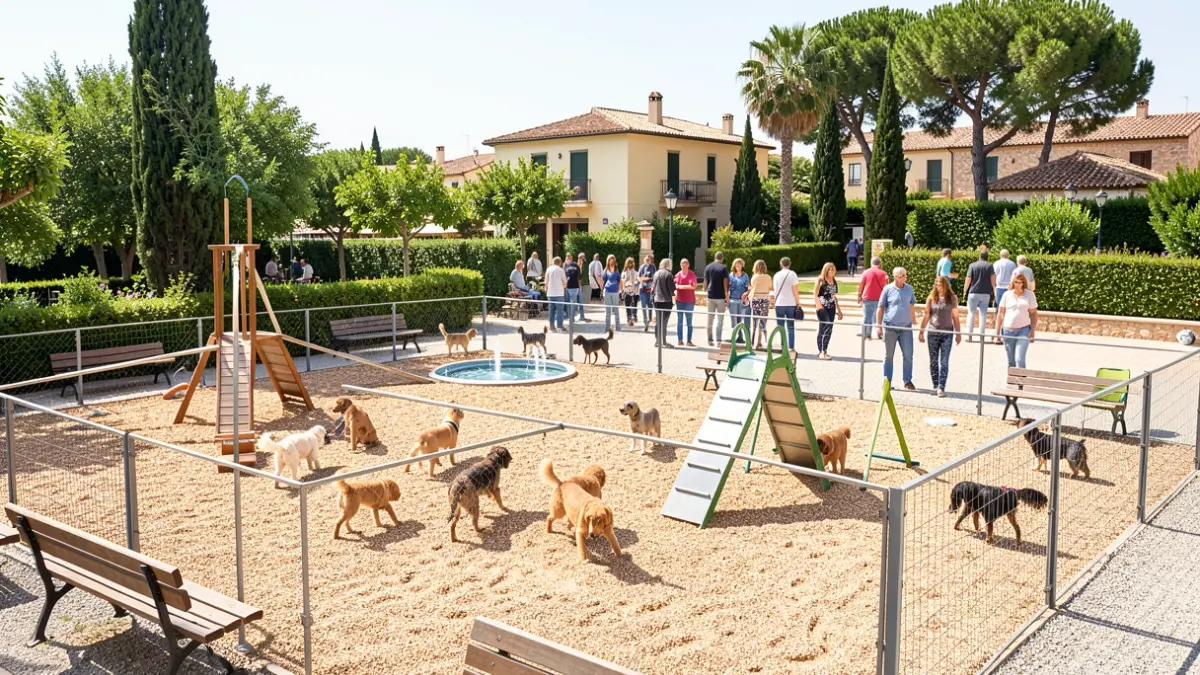 Dog park in Salou with equipment for large and small dogs.