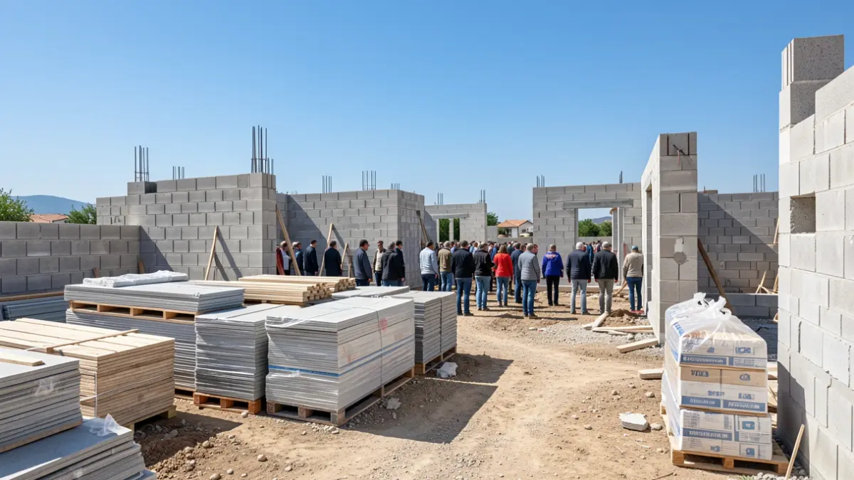 Imatge genèrica d'un solar en construcció amb materials.