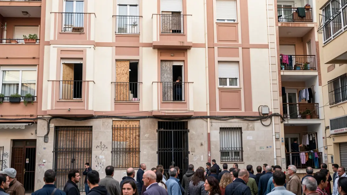 Imatge genèrica d'un bloc d'habitatges amb signes de conflicte social.