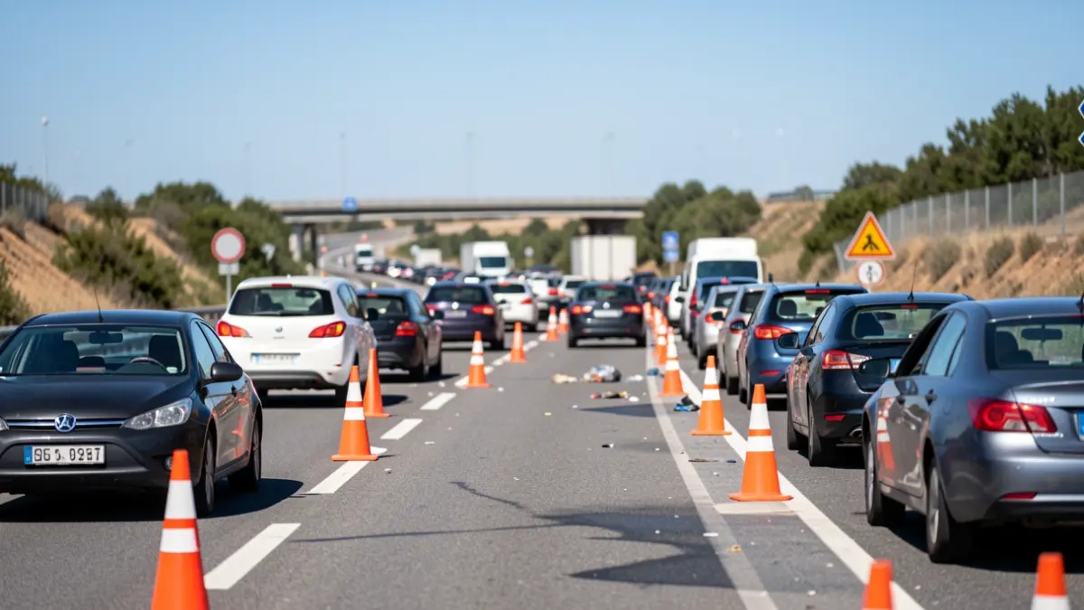 Generic image of a traffic closure on the A-2 due to roadworks.