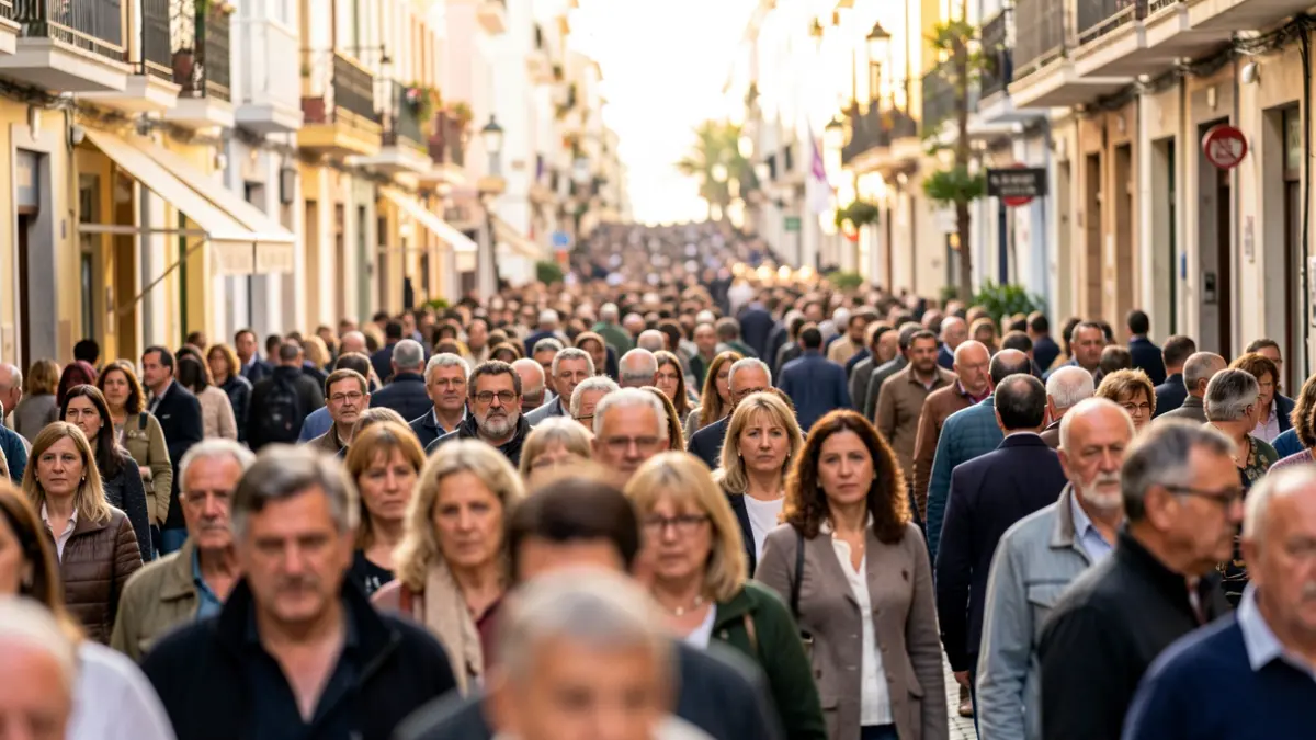 Multitud de persones als carrers de Tarragona durant el pas d'un esdeveniment esportiu.