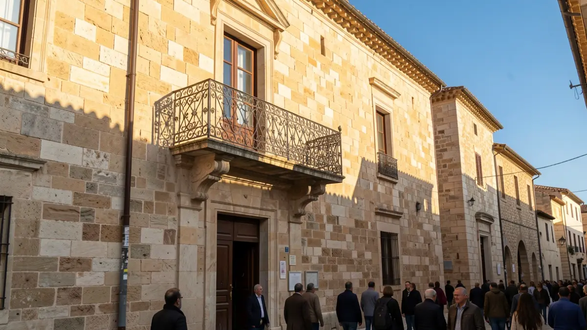 Fachada del Ayuntamiento de Tàrrega en un día soleado.