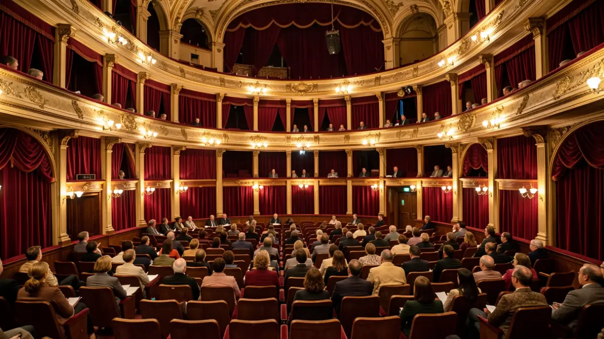Interior del Teatre Ateneu de Tàrrega preparat per a la nova temporada d'arts escèniques.