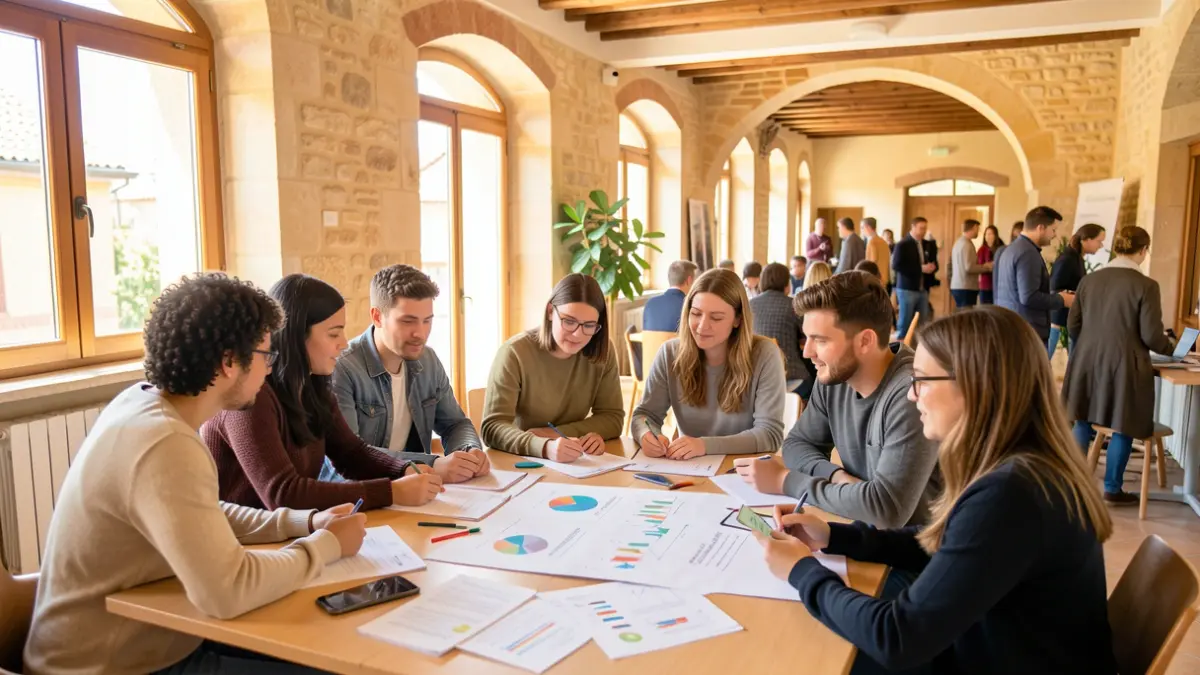 Young people collaborating on urban climate projects in Terrassa.