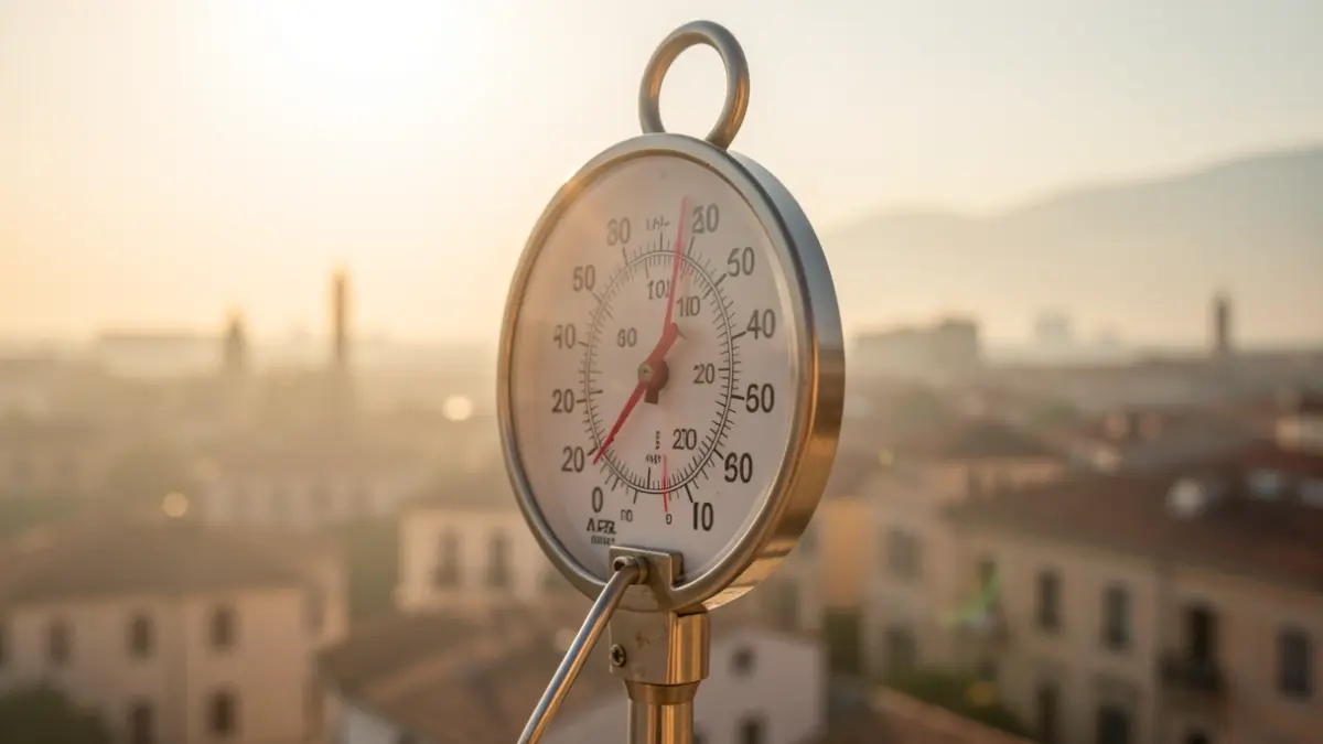 Termòmetre marcant temperatures extremes sota un sol abrasador.