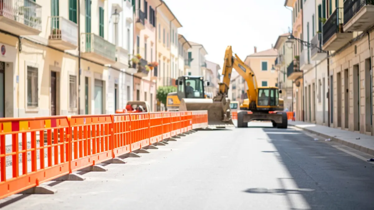 Generic image of road paving works in an urban environment.