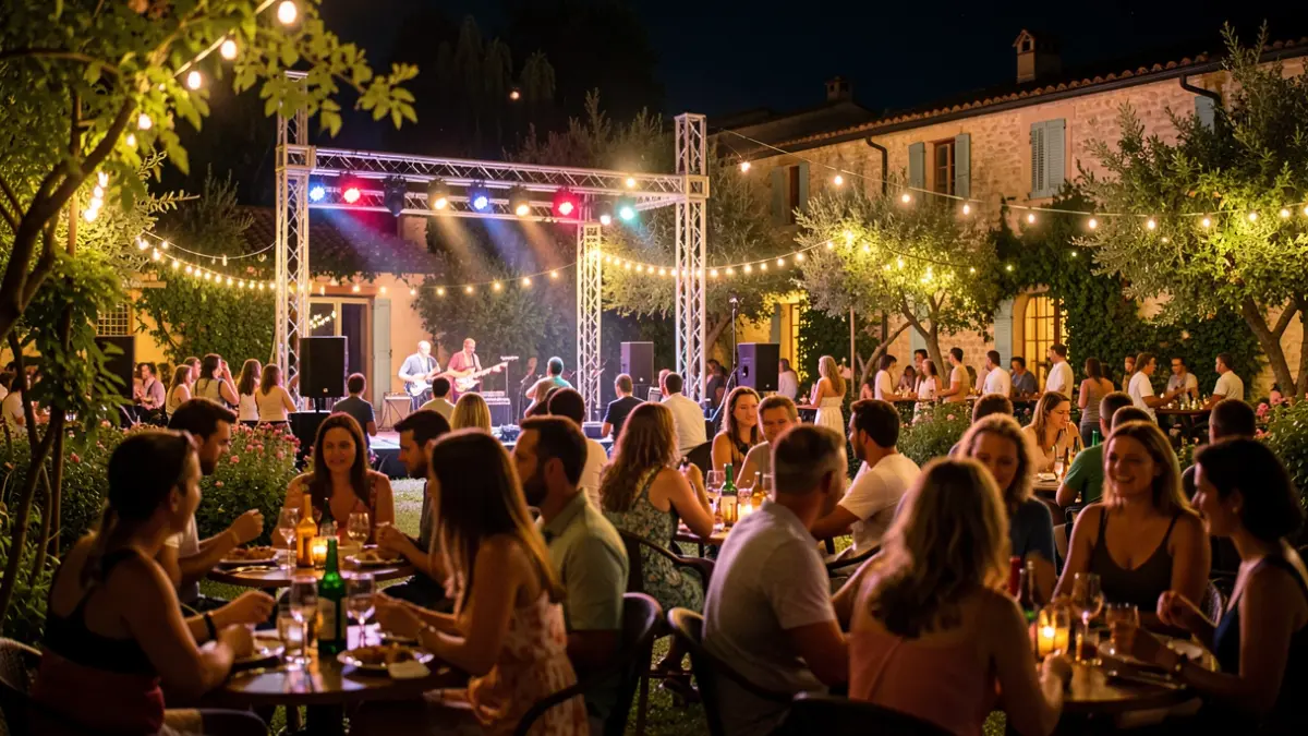 Imagen genérica de un festival de verano con música y gastronomía en un jardín.