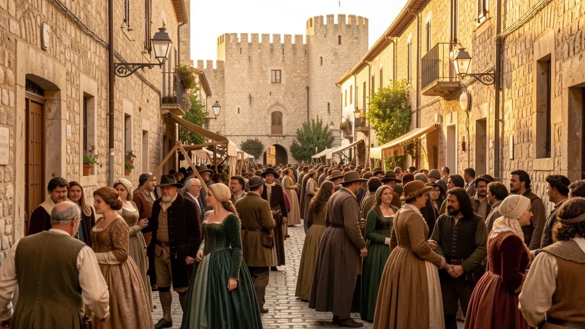 Imagen genérica de una fiesta de recreación histórica en Tortosa con gente vestida de época.
