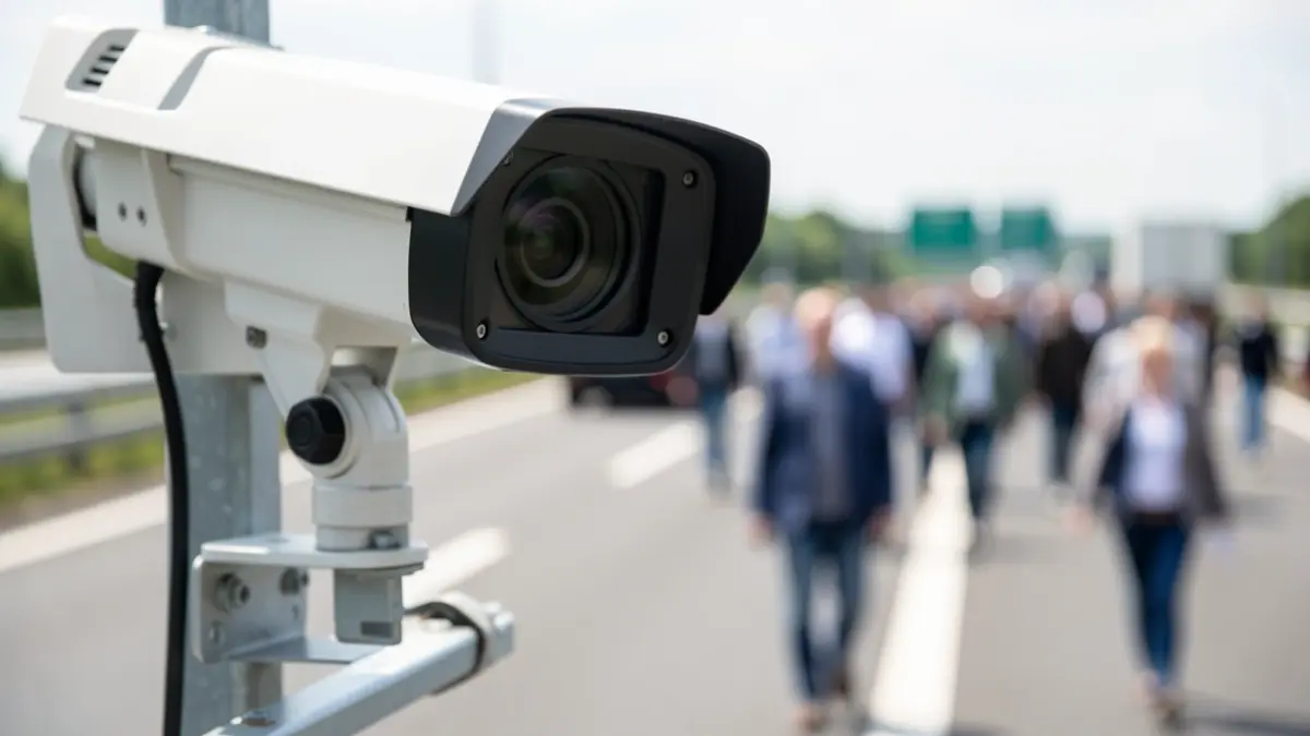 Generic image of a traffic surveillance camera installed on a mobile trailer.