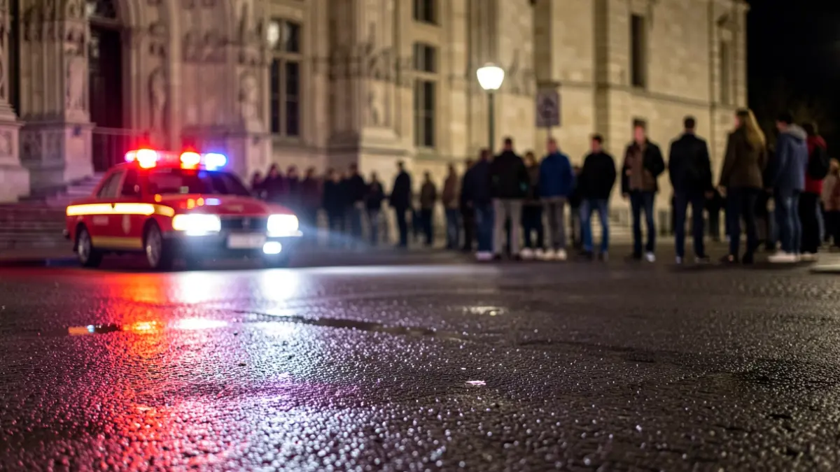 Imatge d'un dispositiu d'emergències en una zona urbana de nit.