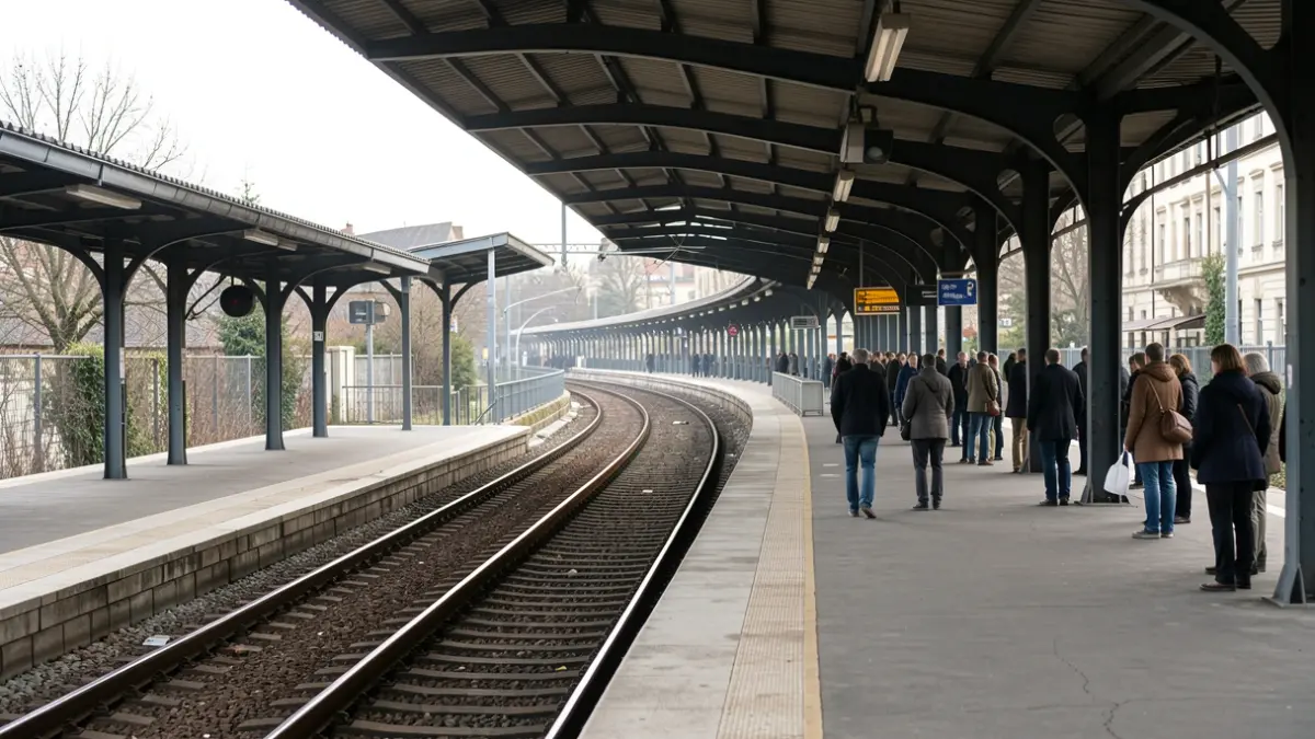 Generic image of an empty subway platform with tracks in the background.