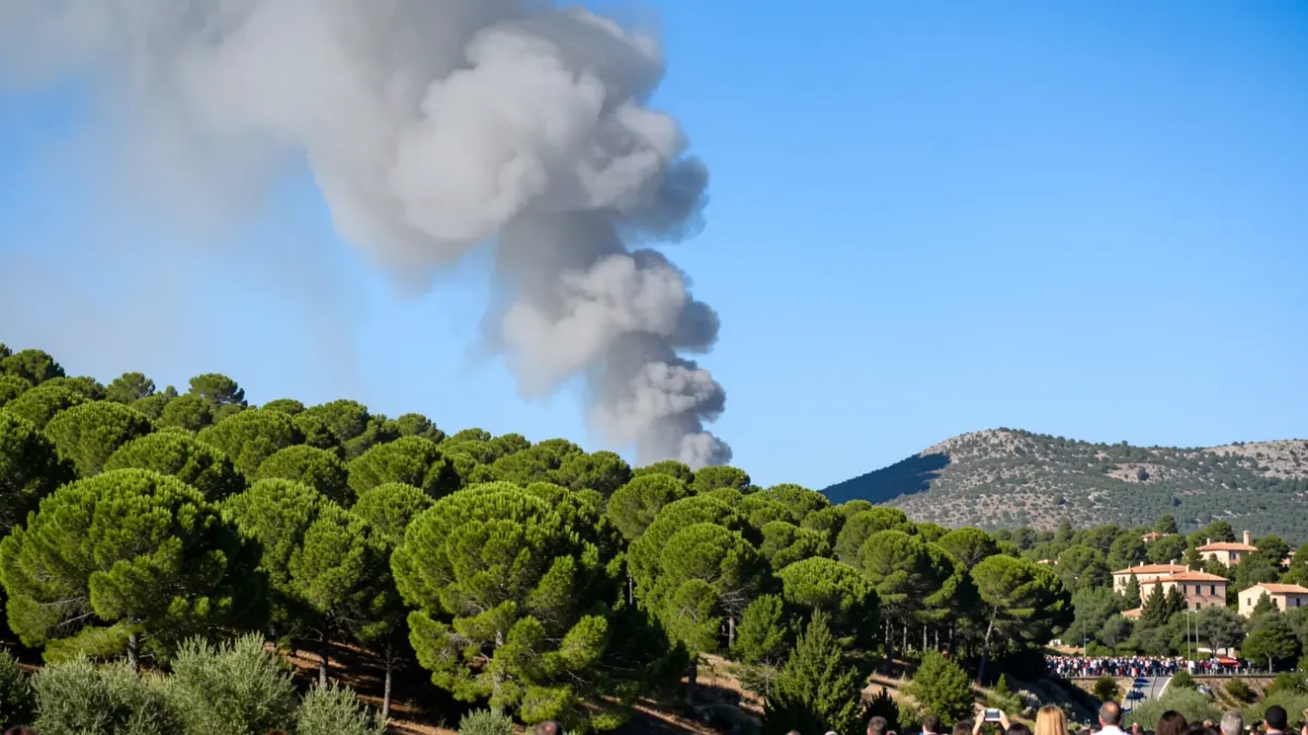 Generic image of a smoke column over a forest.