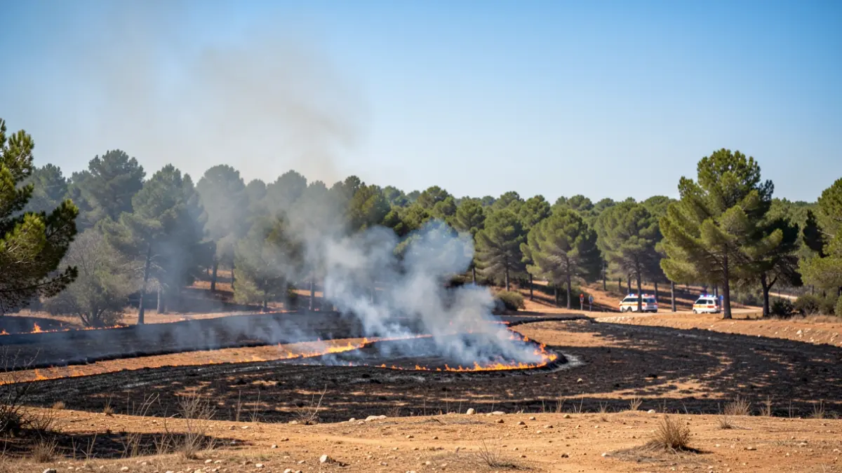 Generic image of a controlled forest fire in Catalonia.