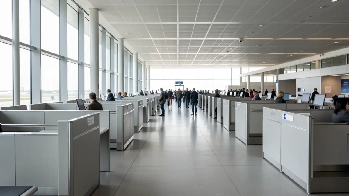 Generic image of an empty airport terminal.