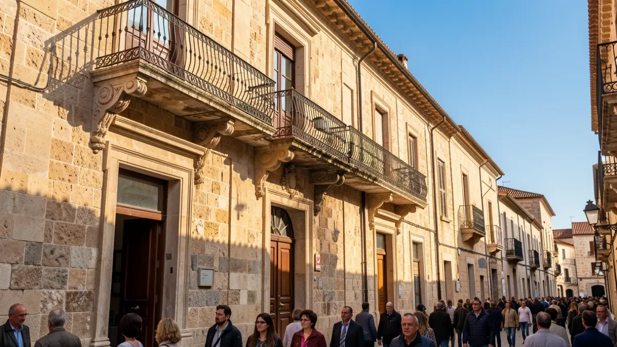 Facade of the Valls City Hall on a sunny day.