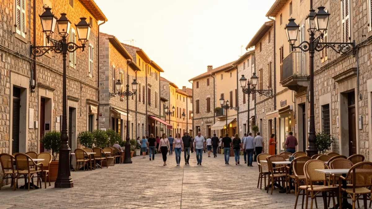 Plaça del centre històric de Vila-seca durant la Festa Major.