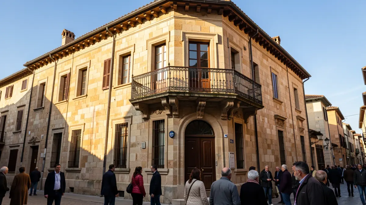 Façana de l'ajuntament de Vilanova i la Geltrú en un dia assolellat.