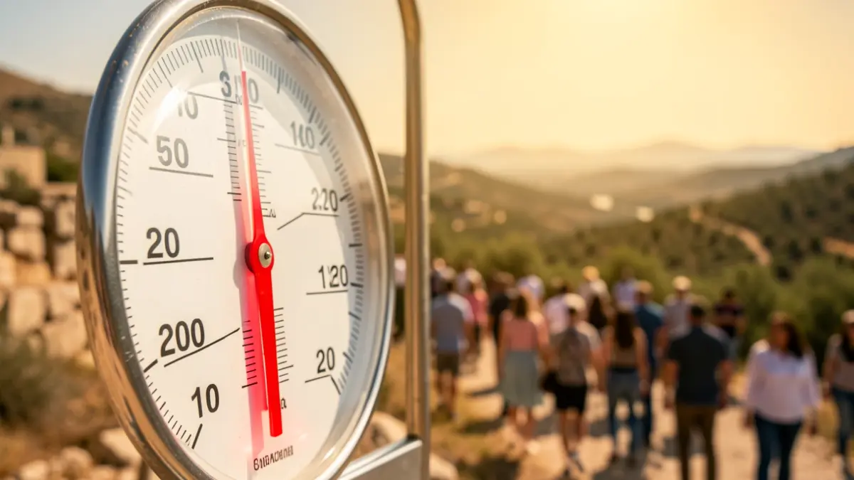 Thermometer showing an extremely high temperature.