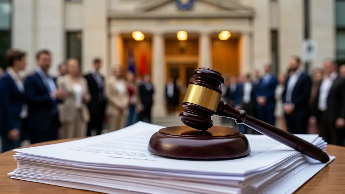 Imatge genèrica d'un martell de jutge sobre documents legals.
