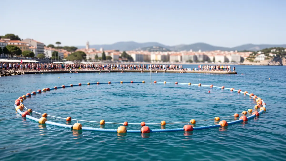 Swimming race course circuit in the bay of Blanes.