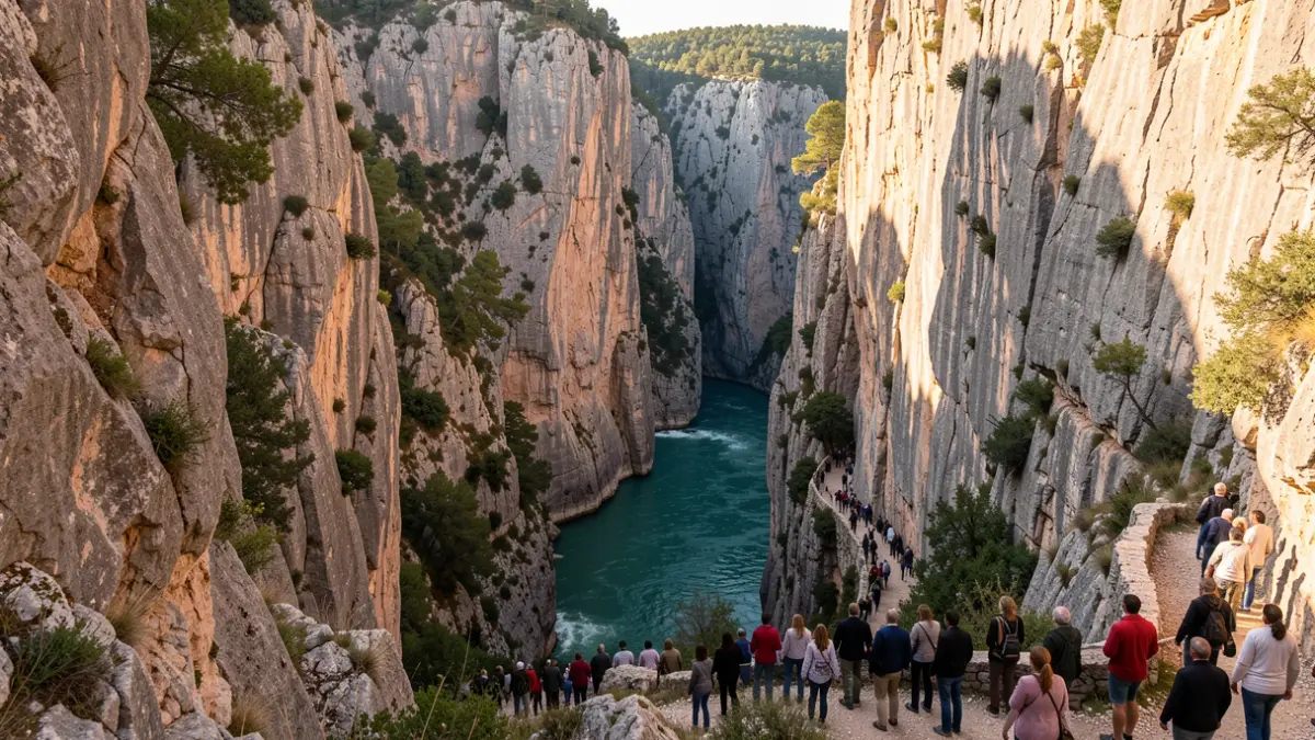View of the Mont-rebei gorge with fewer visitors.