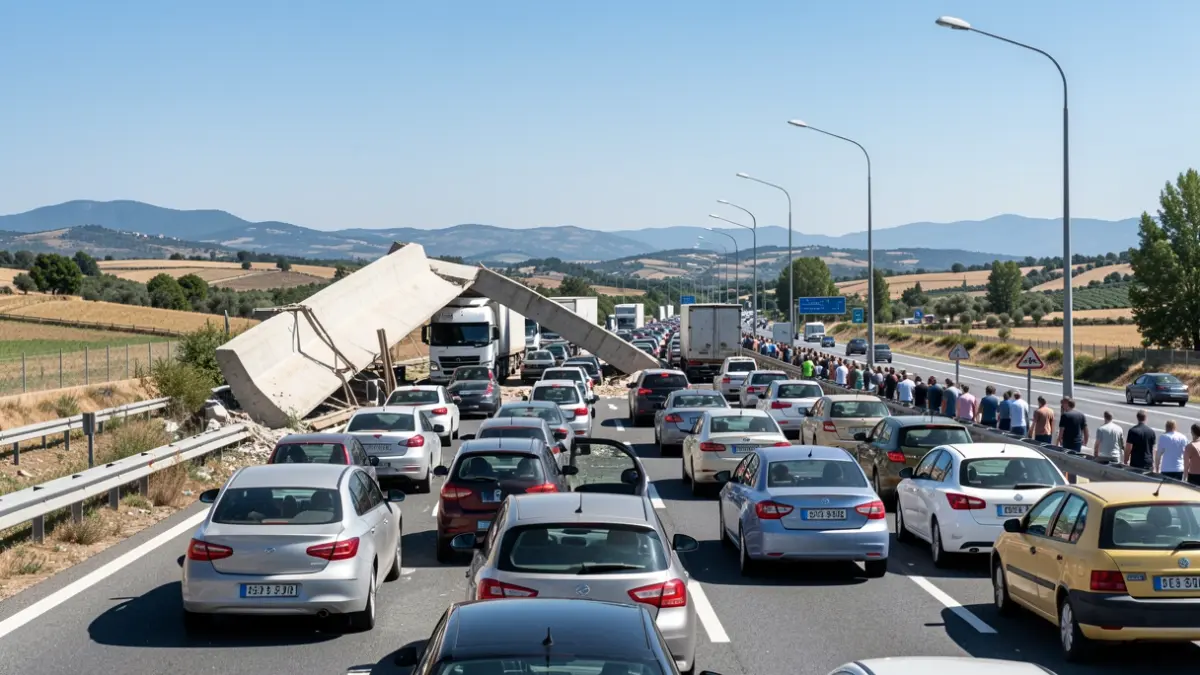 Retención en la AP-7 en Castellví de la Marca por un accidente con un camión.