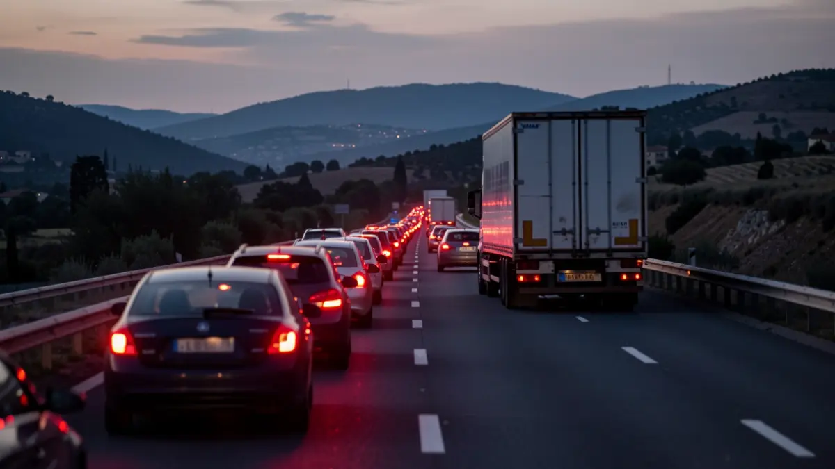 Traffic jam on the AP-7 due to a truck accident.