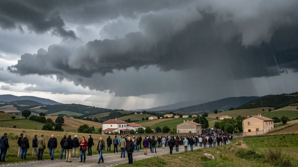 Imatge genèrica de núvols de tempesta sobre un paisatge català.