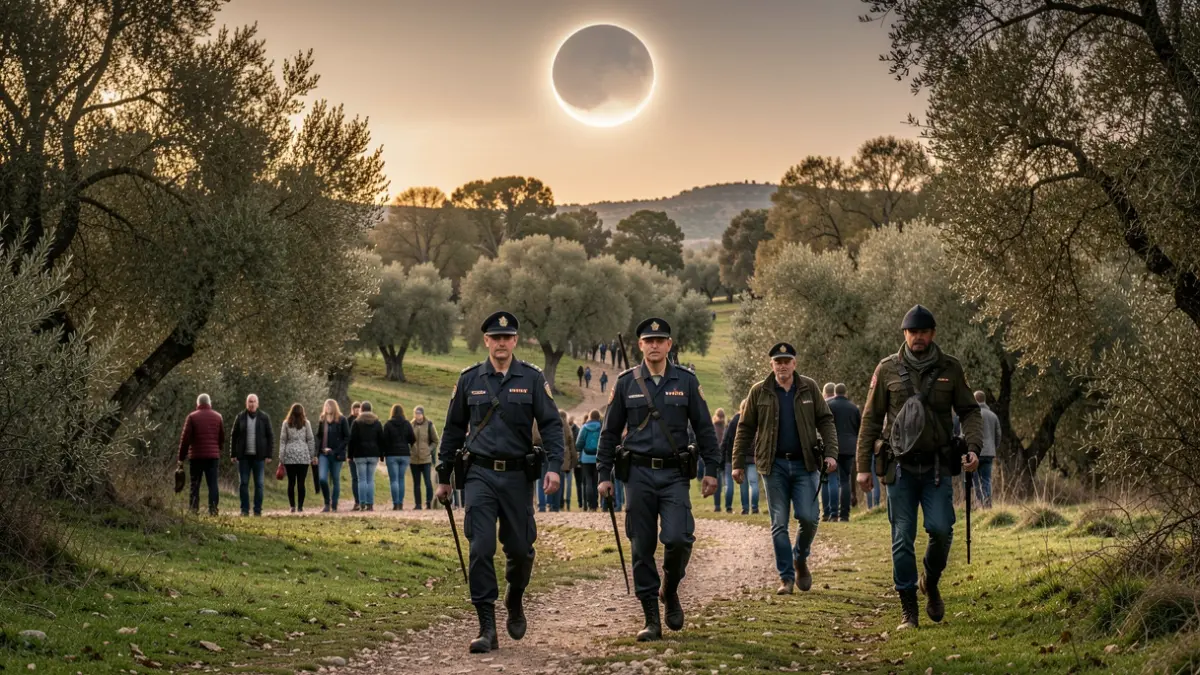 Agents Rurals vigilen un espai natural durant un eclipsi.