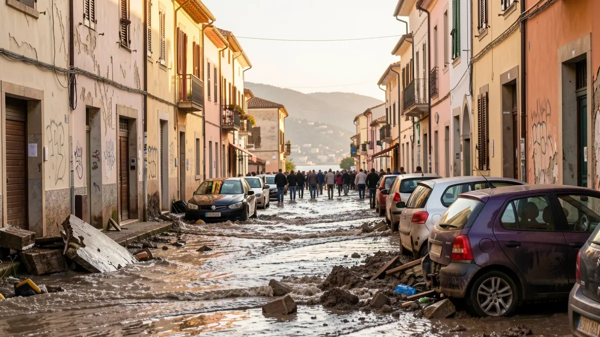 Carrers inundats a la costa tarragonina després de les pluges torrencials.