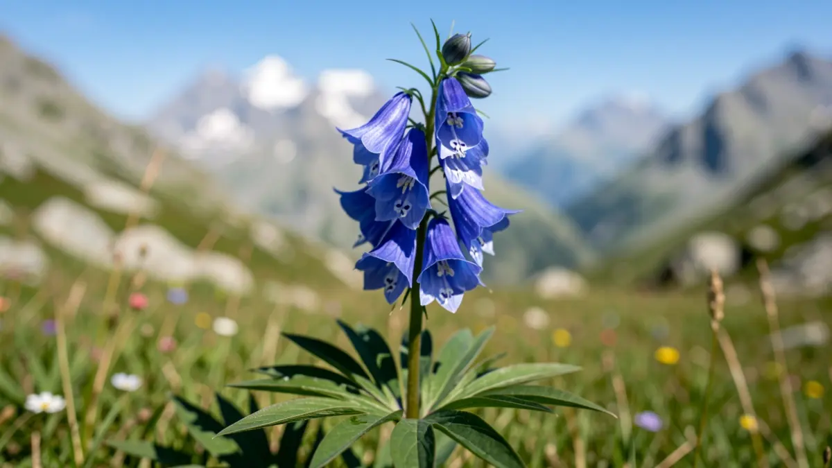 Floració de la tora blava (Aconitum napellus) en un prat alpí del Parc Natural del Cadí-Moixeró.