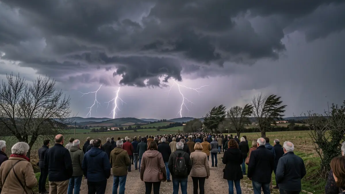 Imagen genérica de nubes de tormenta amenazantes sobre un paisaje rural catalán.