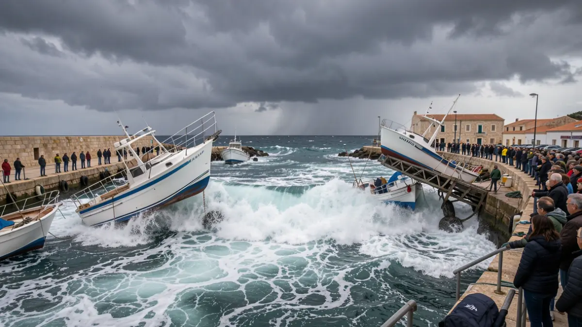 Imatge genèrica d'una rissaga inundant un port a Menorca.
