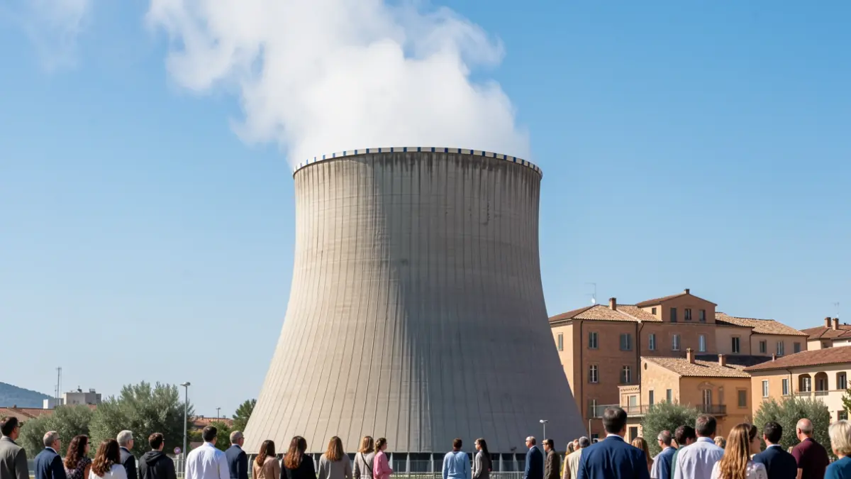 Generic image of a nuclear power plant with steam rising from the cooling tower.