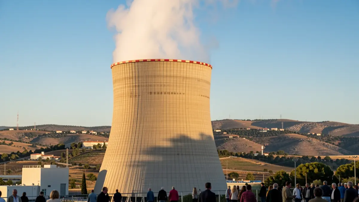 Generic image of a nuclear power plant with steam rising from the cooling tower.