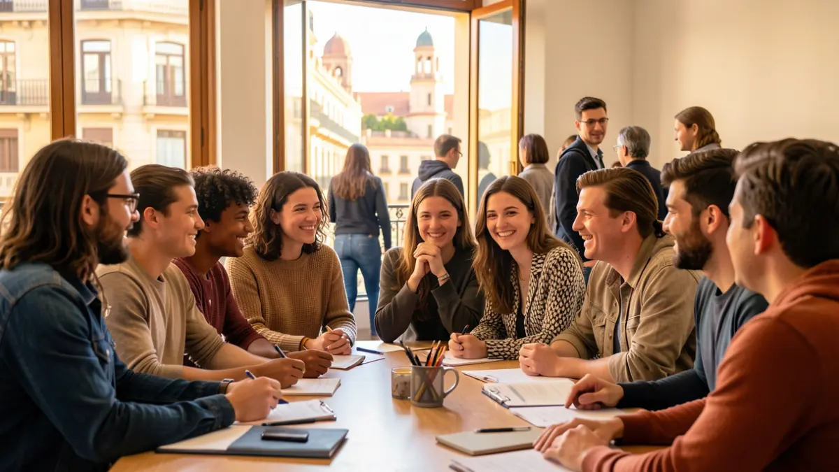 Jóvenes participando en un taller de formación profesional en Barcelona.