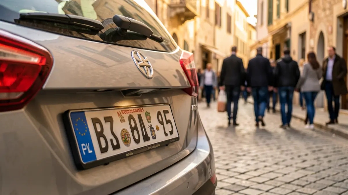 Matrícula estrangera d'un vehicle a Barcelona.