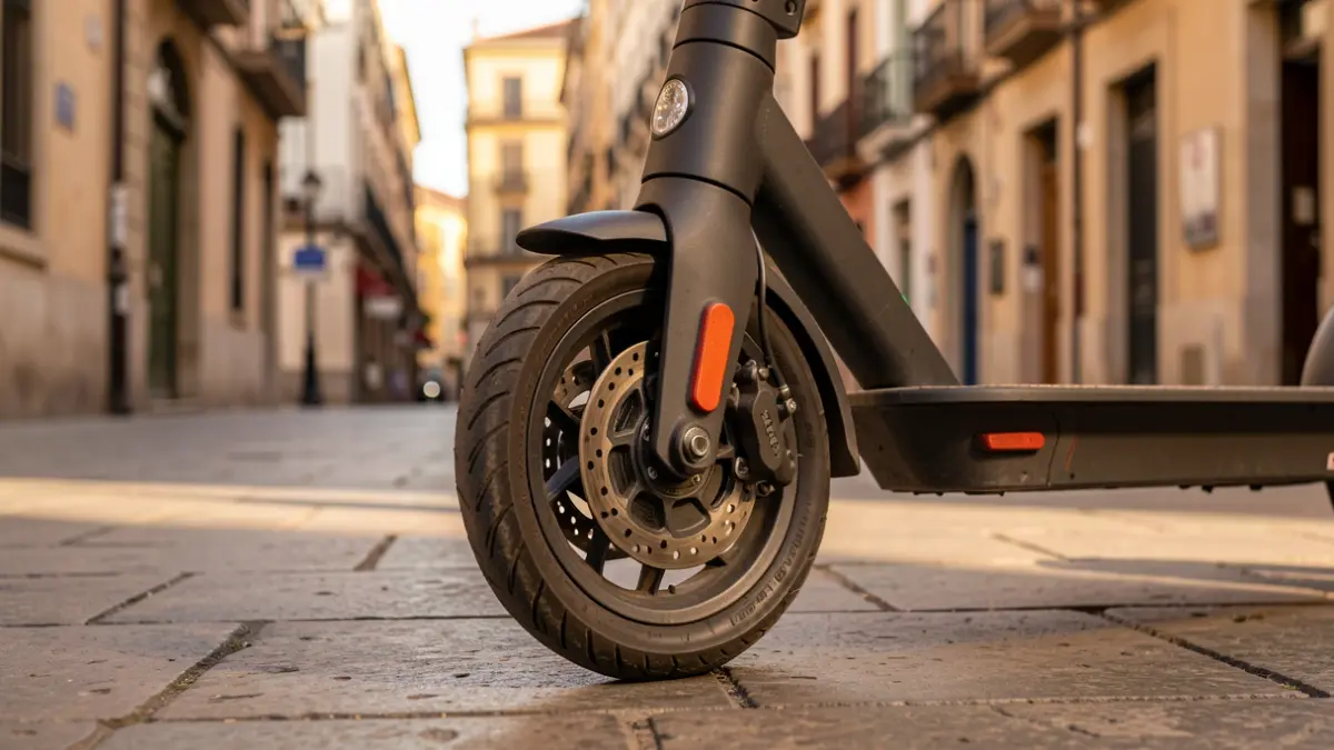Imatge genèrica d'un ciclomotor elèctric aparcat al carrer.